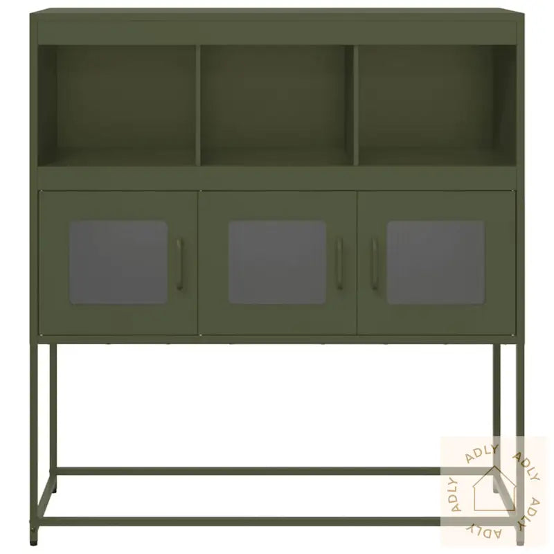 Skjenk Olivengrønn 100,5X39X107 Cm Kaldvalset Stål