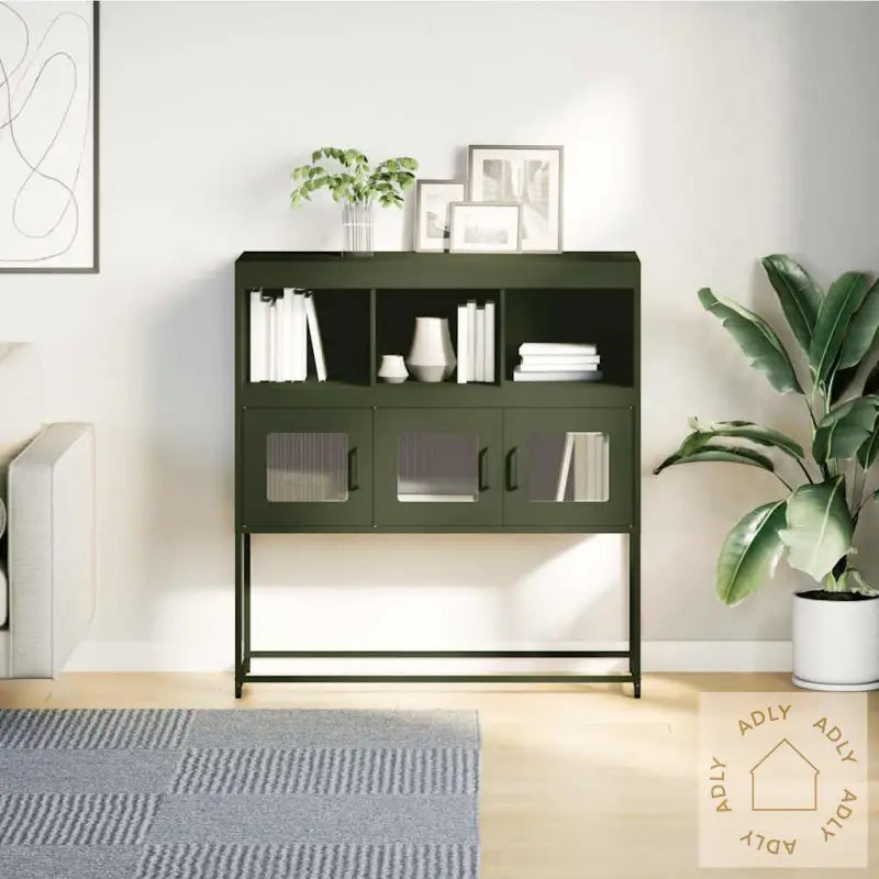 Skjenk Olivengrønn 100,5X39X107 Cm Kaldvalset Stål
