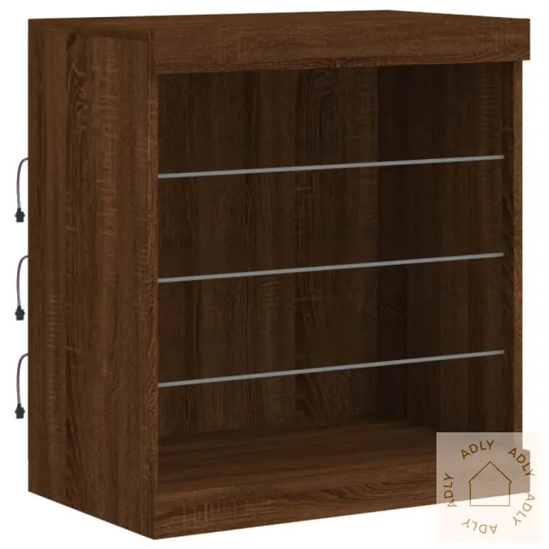 Skjenk Med Led-Lys Brun Eik 181,5X37X67 Cm