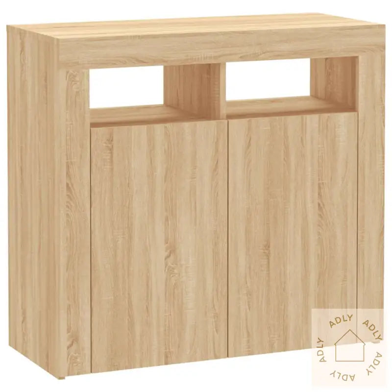 Skjenk Med Led-Lys Sonoma Eik 80X35X75 Cm