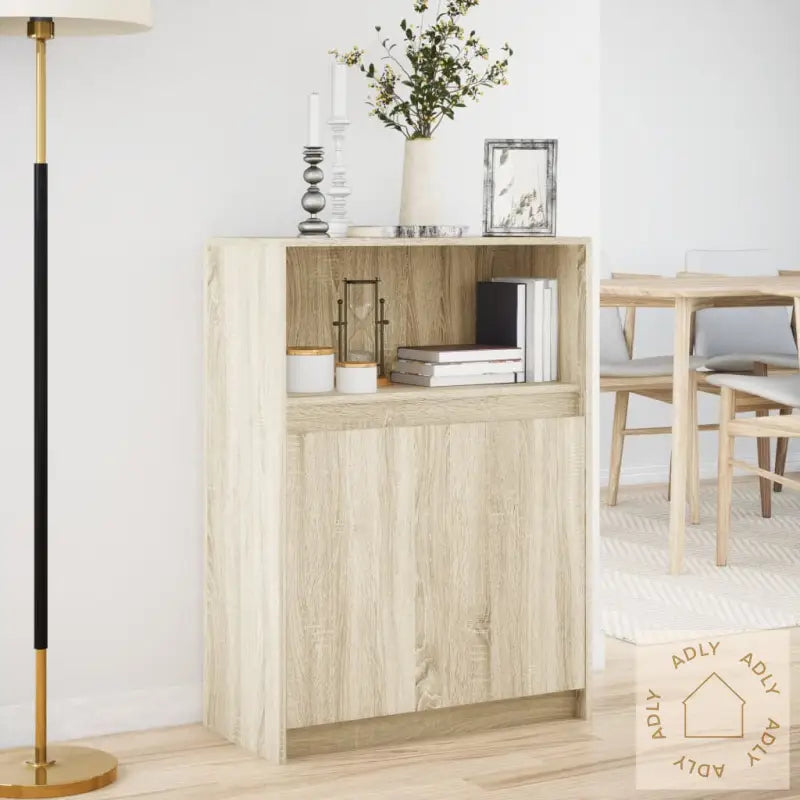 Skjenk Med Led Sonoma Eik 72X34X100 Cm Konstruert Tre