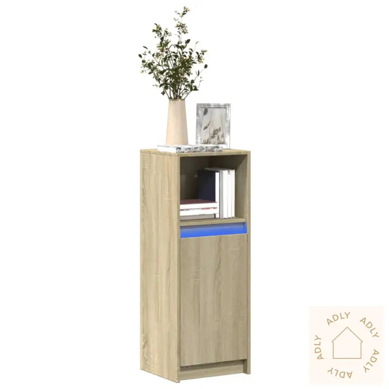Skjenk Med Led Sonoma Eik 38X34X100 Cm Konstruert Tre