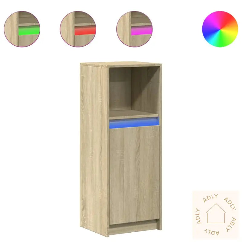 Skjenk Med Led Sonoma Eik 38X34X100 Cm Konstruert Tre