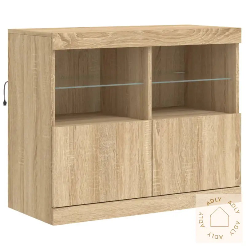 Skjenk Med Led-Lys Sonoma Eik 283X37X67 Cm