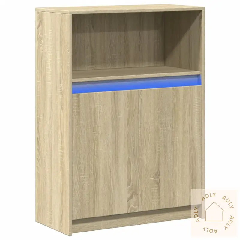 Skjenk Med Led Sonoma Eik 72X34X100 Cm Konstruert Tre