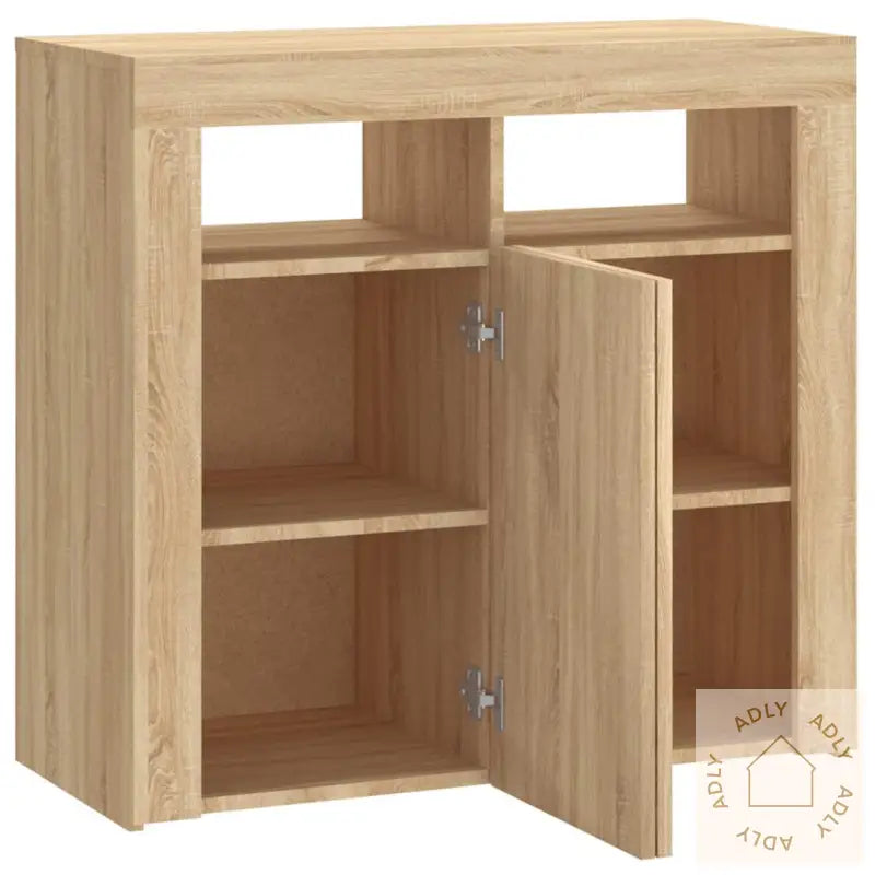 Skjenk Med Led-Lys Sonoma Eik 80X35X75 Cm