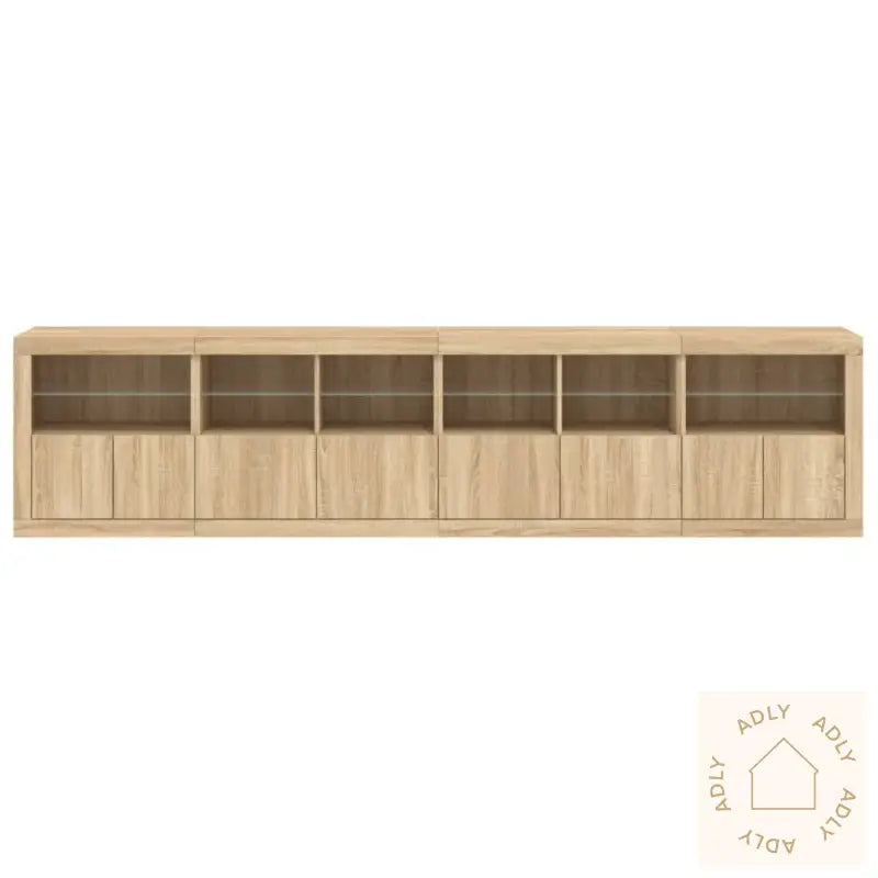 Skjenk Med Led-Lys Sonoma Eik 283X37X67 Cm