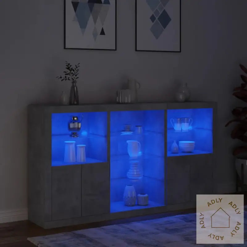 Skjenk Med Led-Lys Betonggrå 181,5X37X100 Cm