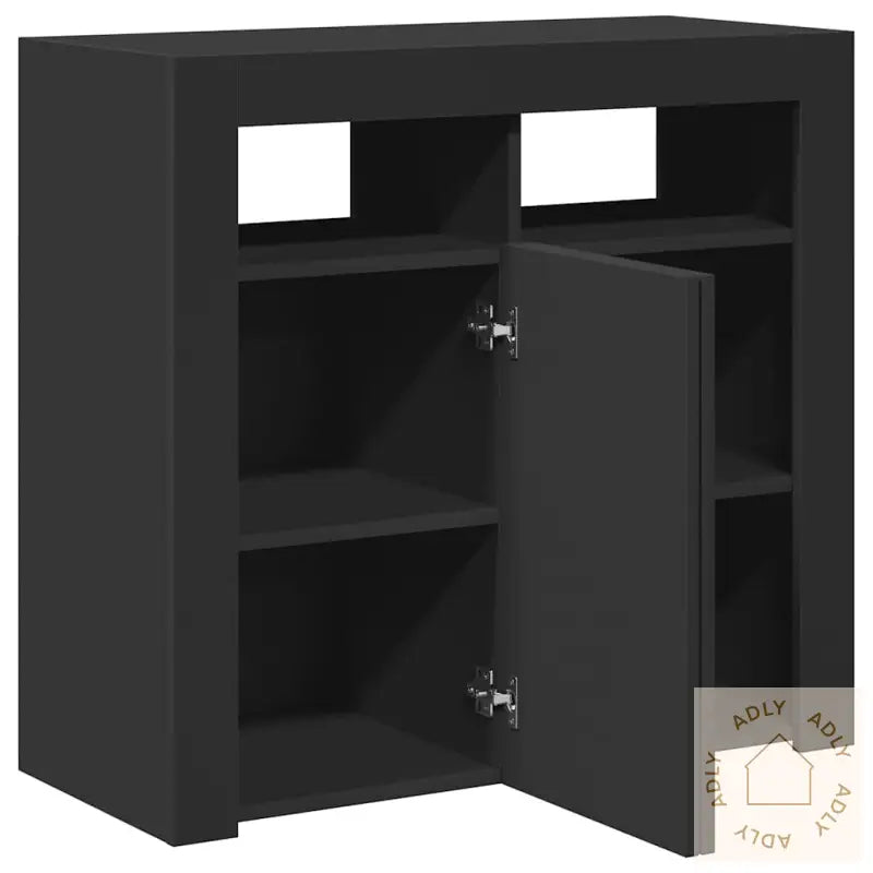 Skjenk Med Led-Lys Svart 80X35X75 Cm