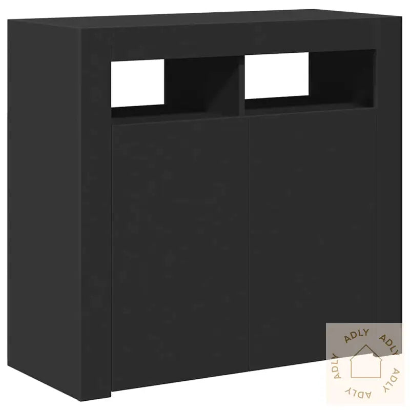 Skjenk Med Led-Lys Svart 80X35X75 Cm