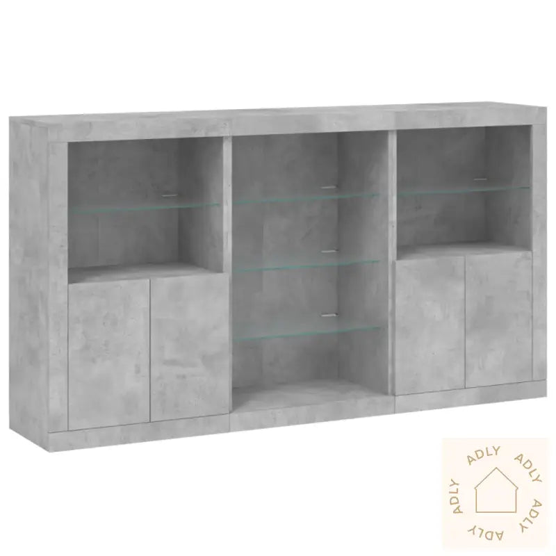 Skjenk Med Led-Lys Betonggrå 181,5X37X100 Cm