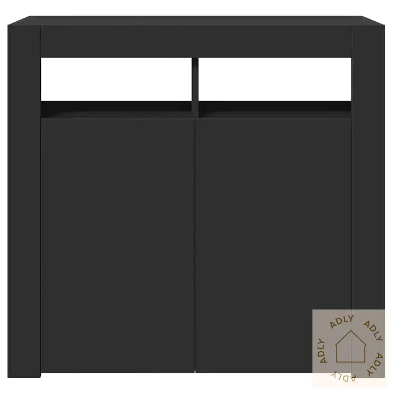 Skjenk Med Led-Lys Svart 80X35X75 Cm