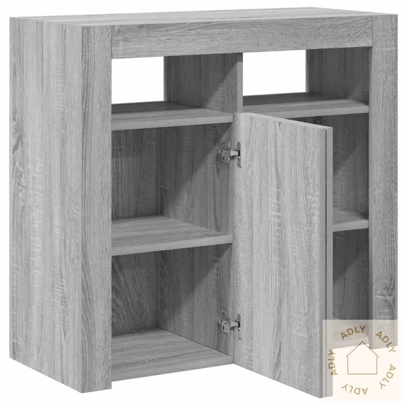 Skjenk Med Led-Lys Grå Sonoma 80X35X75 Cm