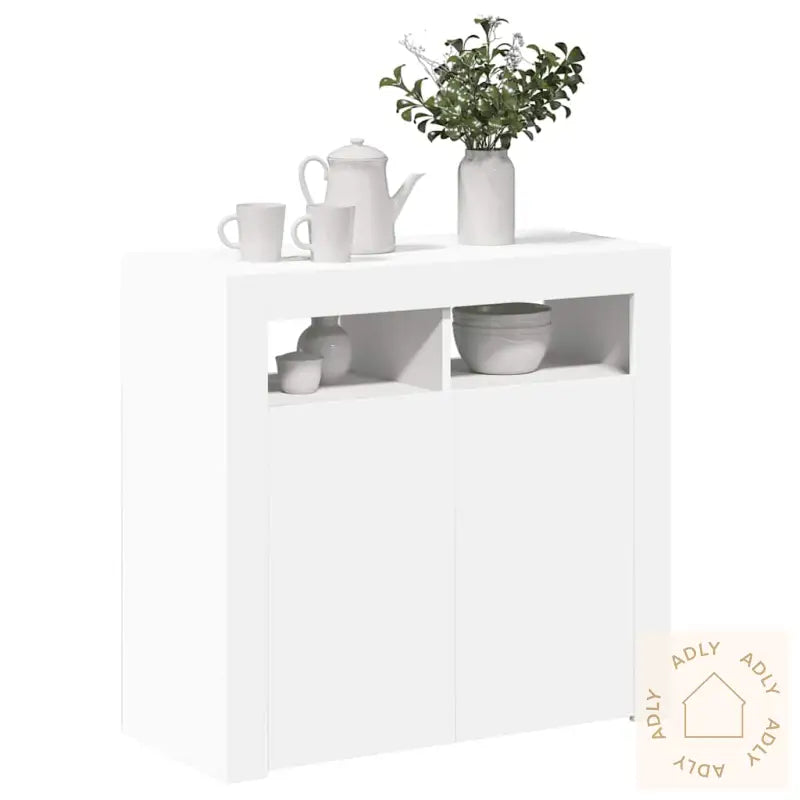 Skjenk Med Led-Lys Hvit 80X35X75 Cm