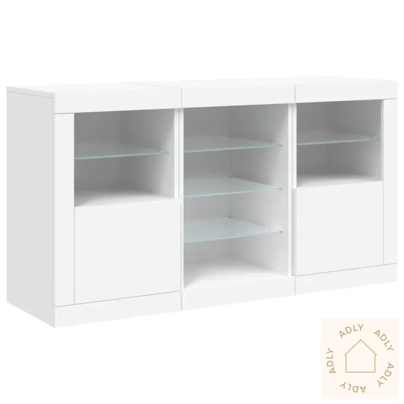 Skjenk Med Led-Lys Hvit 123X37X67 Cm