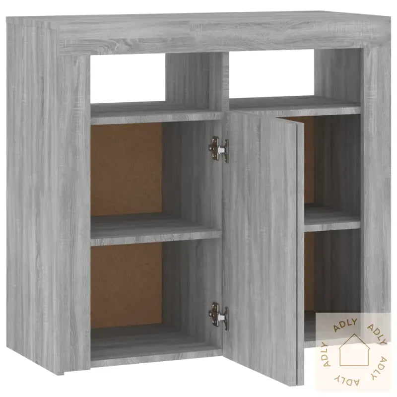 Skjenk Med Led-Lys Grå Sonoma 80X35X75 Cm