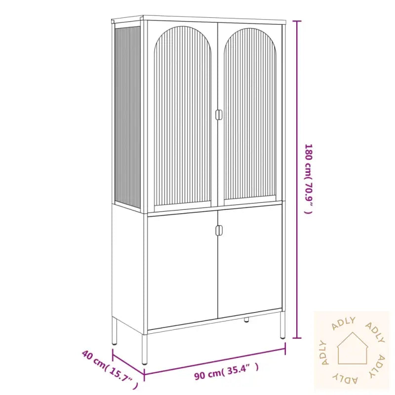 Highboard Svart 90X40X180 Cm Glass Og Stål