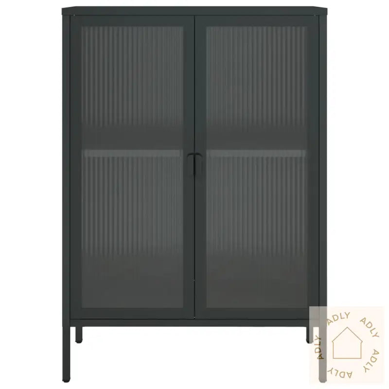 Skjenk Svart 75X35X105 Cm Glass Og Stål