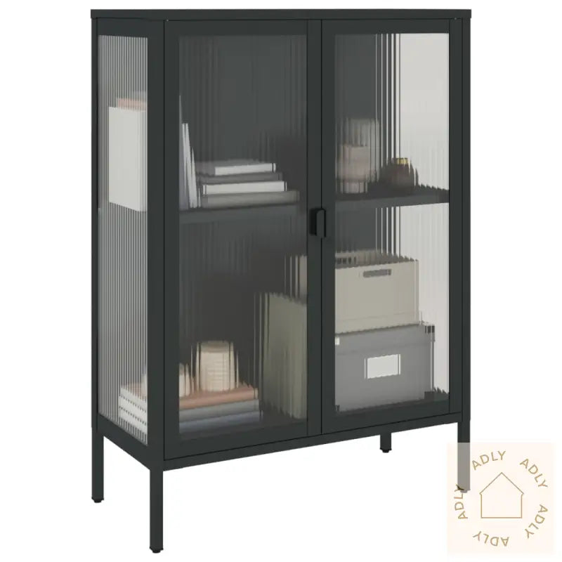 Skjenk Svart 75X35X105 Cm Glass Og Stål