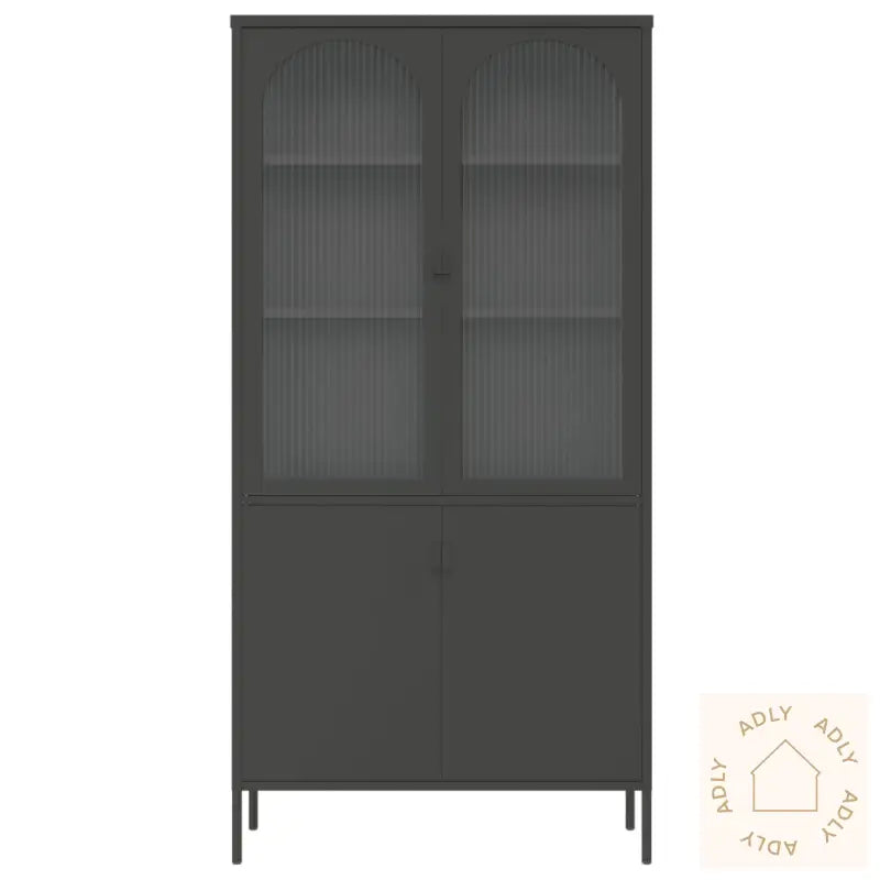 Highboard Svart 90X40X180 Cm Glass Og Stål