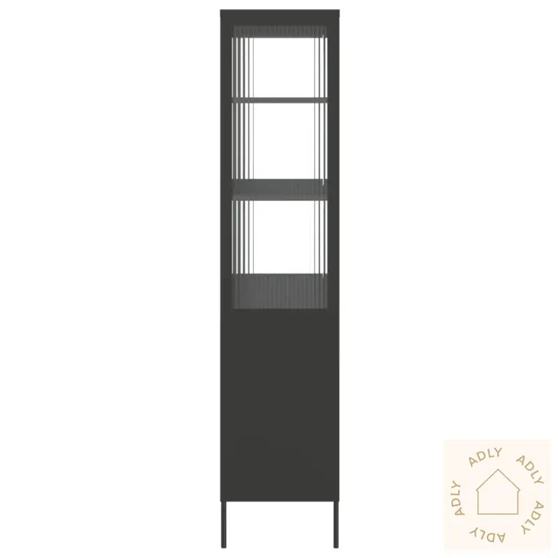 Highboard Svart 90X40X180 Cm Glass Og Stål