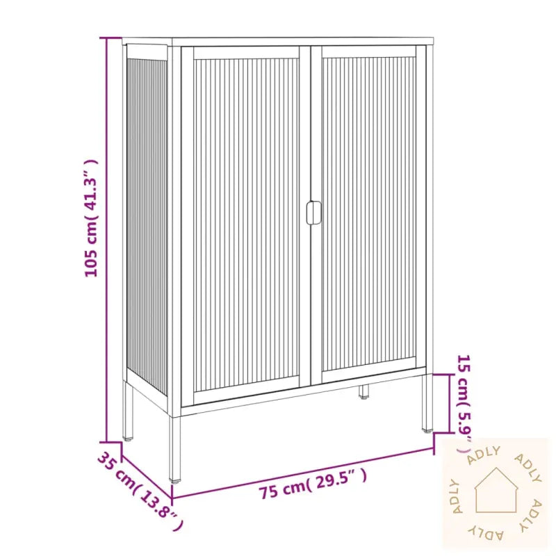 Skjenk Svart 75X35X105 Cm Glass Og Stål