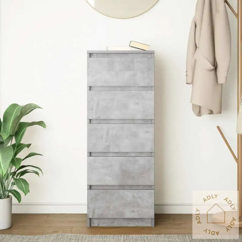 Skjenk Med Skuffer Betonggrå 37,5X35X99 Cm Konstruert Tre