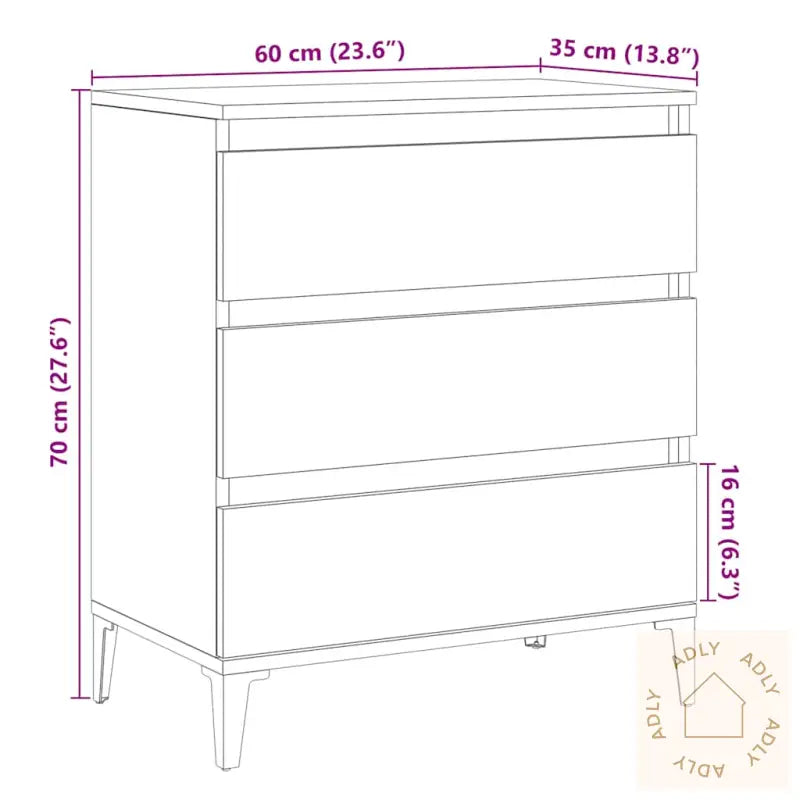Skjenk Artisan Eik 60X35X70 Cm Konstruert Tre