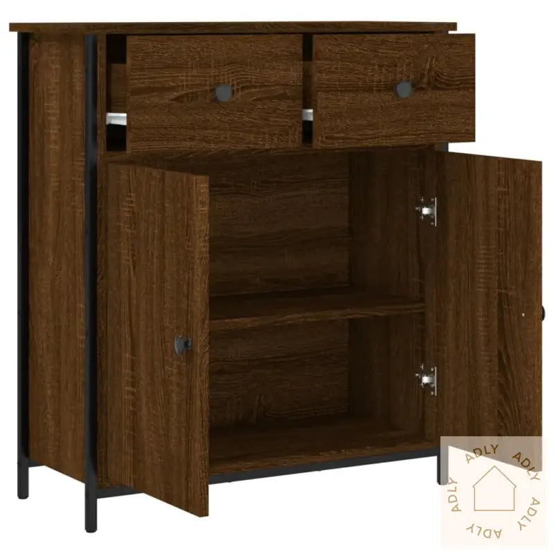Skjenk Brun Eik 70X30X80 Cm Konstruert Tre