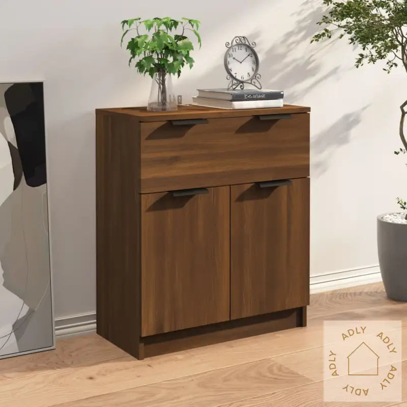 Skjenk Brun Eik 60X30X70 Cm Konstruert Tre