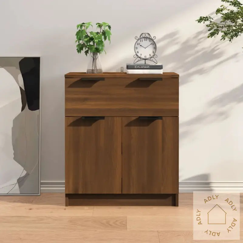 Skjenk Brun Eik 60X30X70 Cm Konstruert Tre