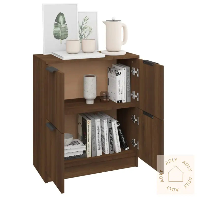 Skjenk Brun Eik 60X30X70 Cm Konstruert Tre