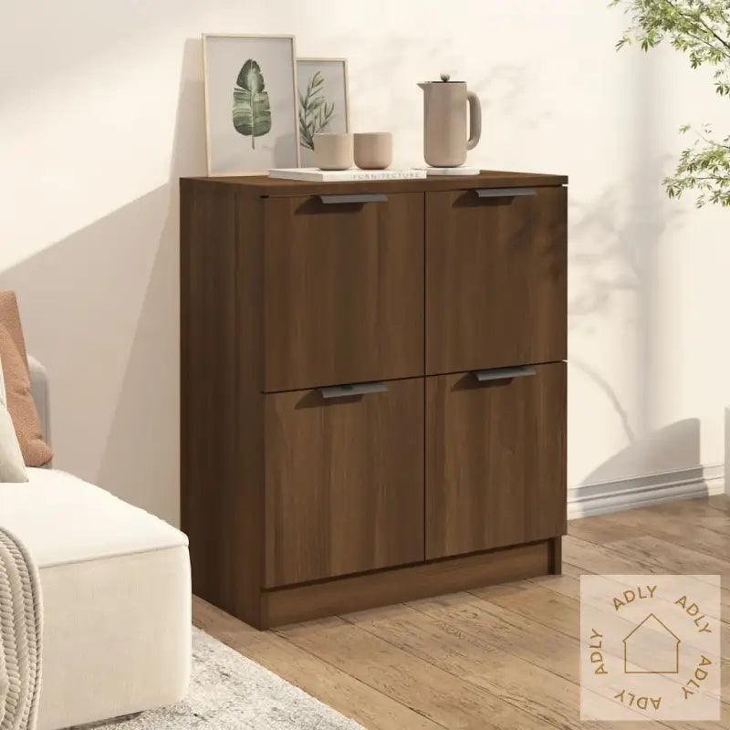 Skjenk Brun Eik 60X30X70 Cm Konstruert Tre