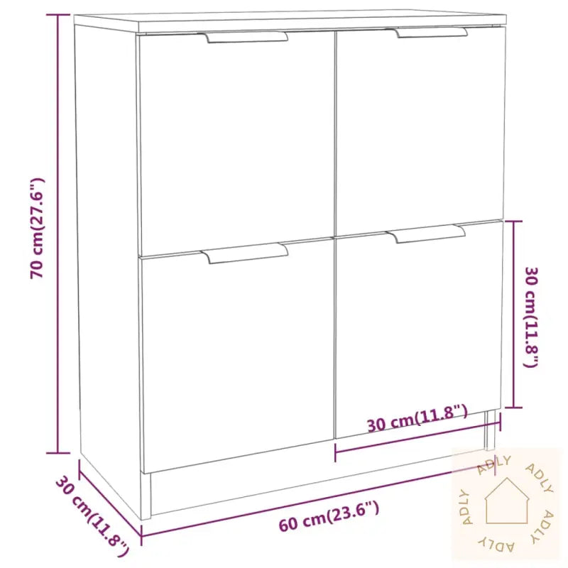 Skjenk Brun Eik 60X30X70 Cm Konstruert Tre