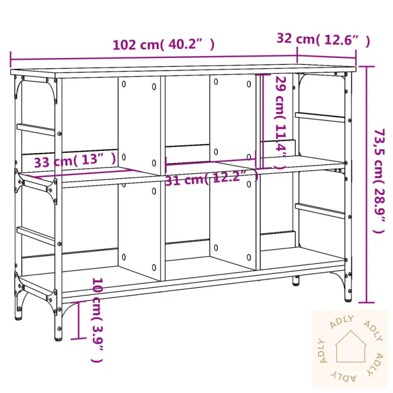 Skjenk Brun Eik 102X32X73,5 Cm Konstruert Tre