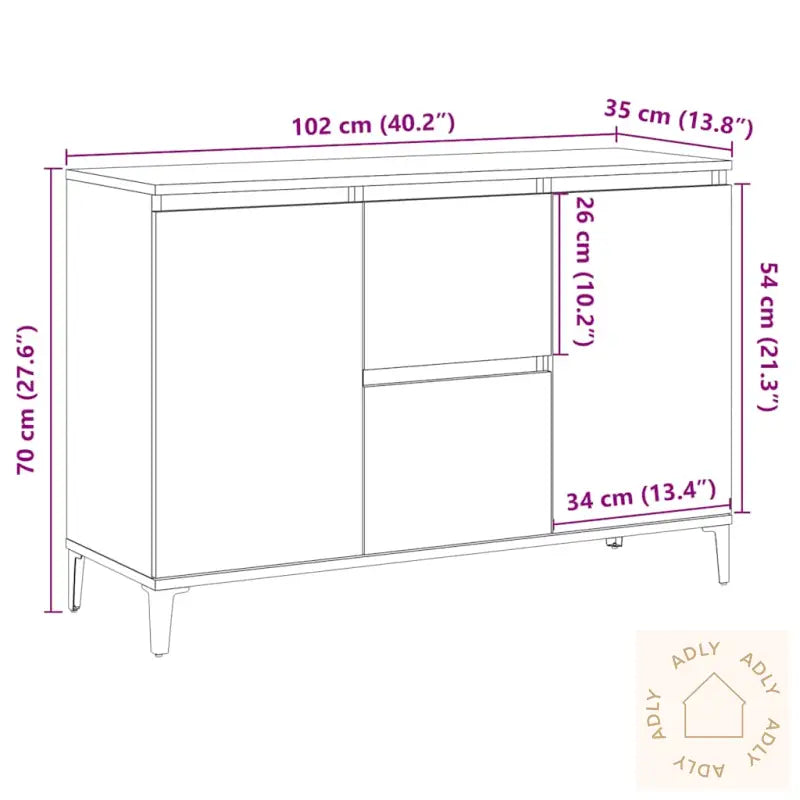 Skjenk Artisan Eik 102X35X70 Cm Konstruert Tre