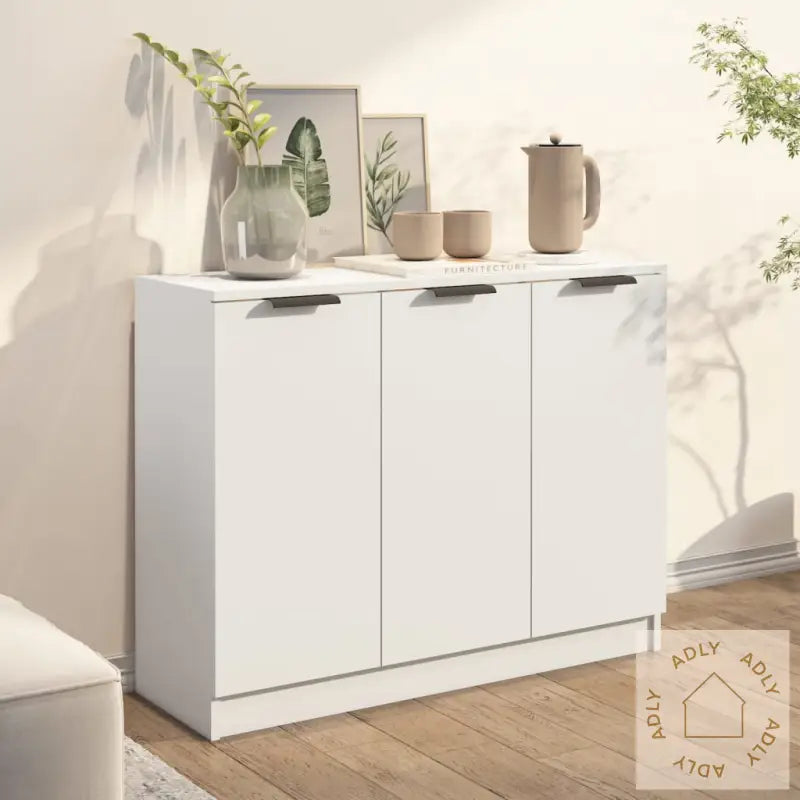 Skjenk Hvit 90,5X30X70 Cm Konstruert Tre