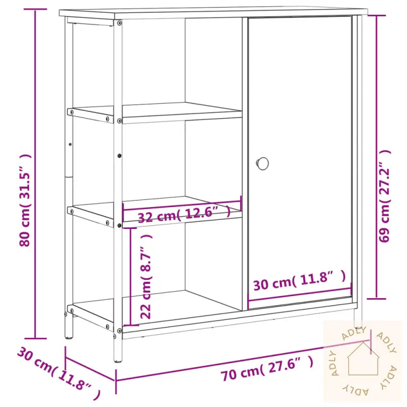 Skjenk Svart 70X30X80 Cm Konstruert Tre