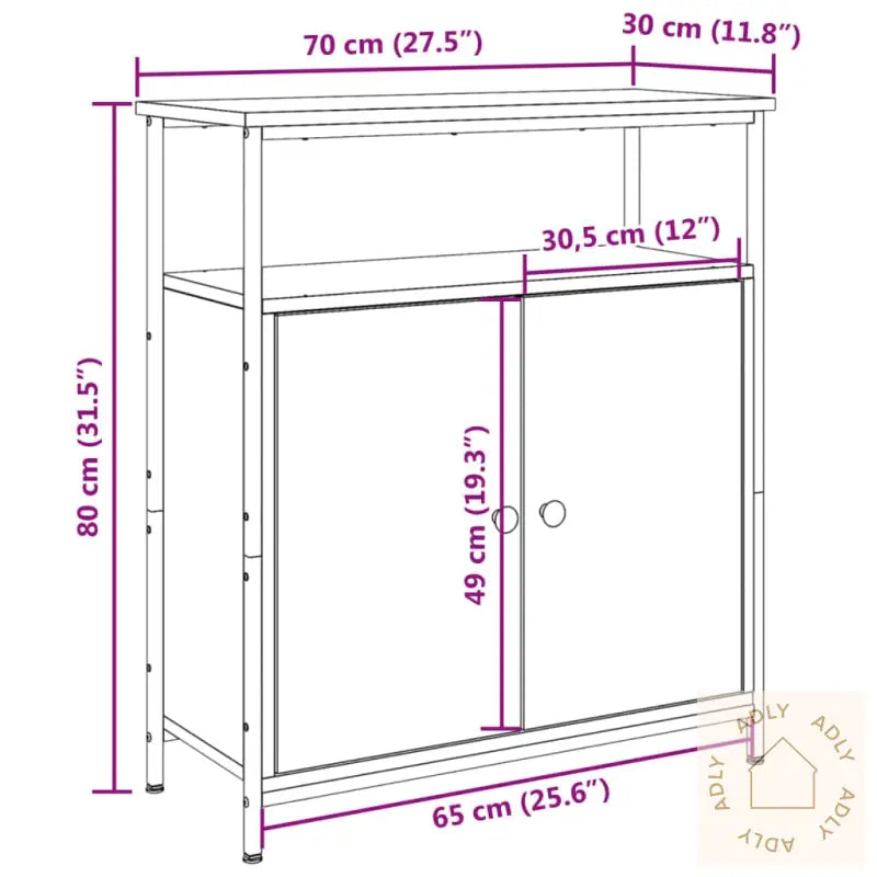 Skjenk Artisan Eik 70X30X80 Cm Konstruert Tre