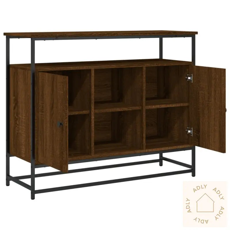 Skjenk Brun Eik 100X35X80 Cm Konstruert Tre