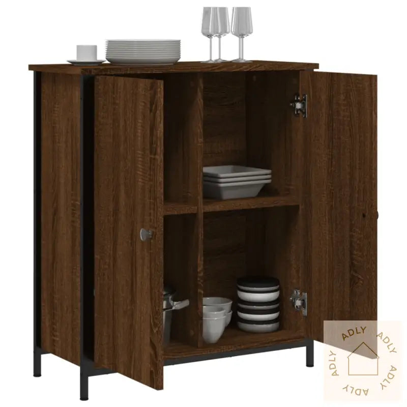Skjenk Brun Eik 70X30X80 Cm Konstruert Tre