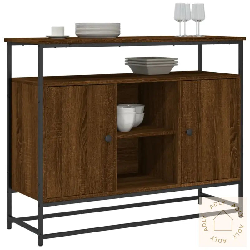 Skjenk Brun Eik 100X35X80 Cm Konstruert Tre