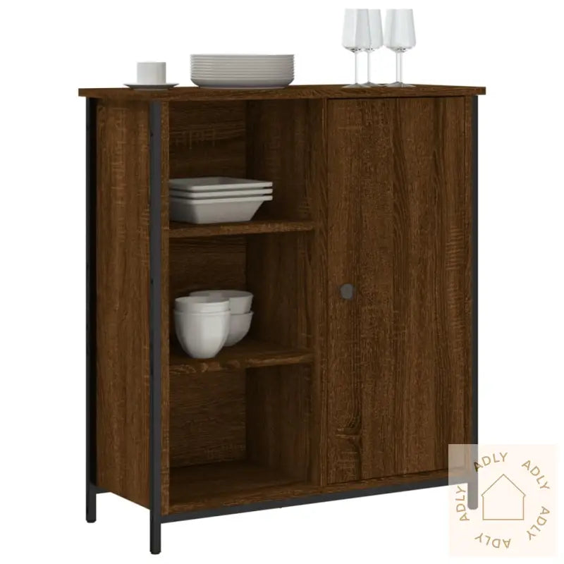 Skjenk Brun Eik 70X30X80 Cm Konstruert Tre