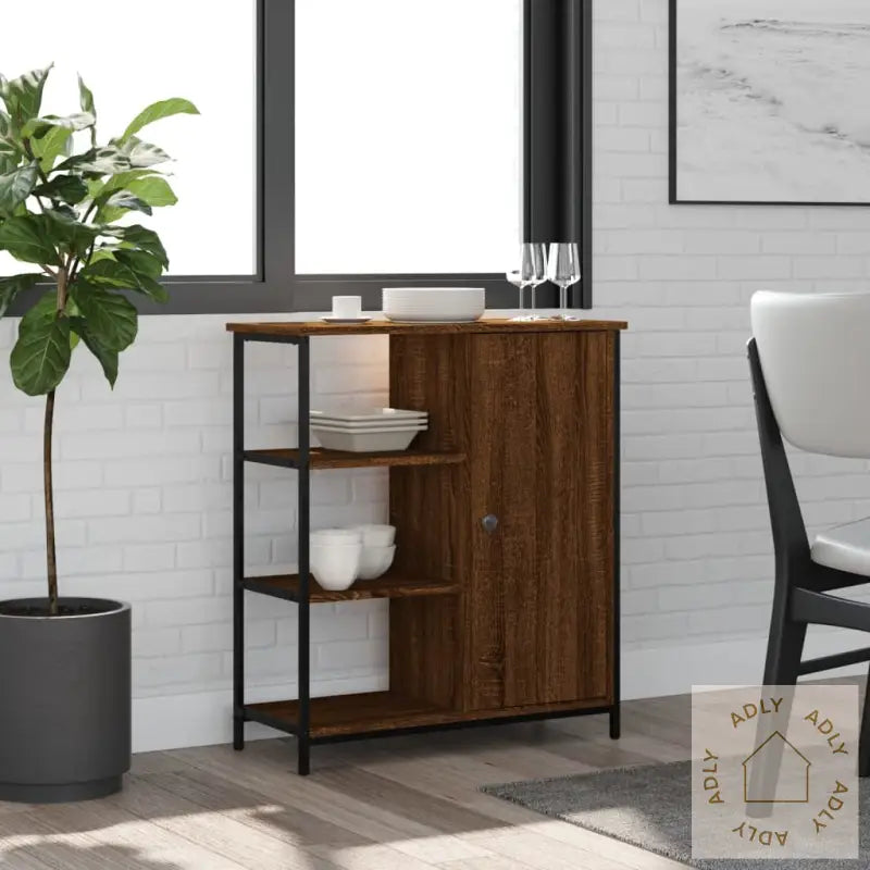 Skjenk Brun Eik 70X30X80 Cm Konstruert Tre