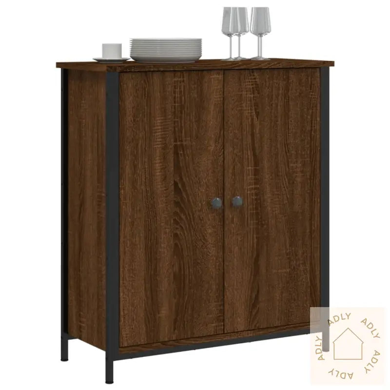 Skjenk Brun Eik 70X30X80 Cm Konstruert Tre