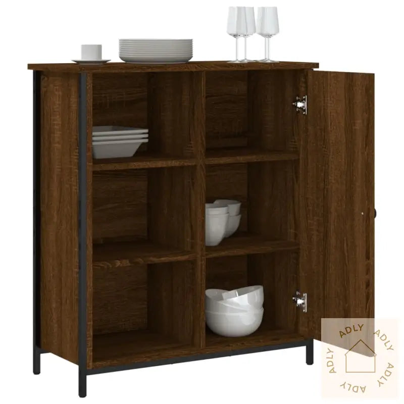 Skjenk Brun Eik 70X30X80 Cm Konstruert Tre