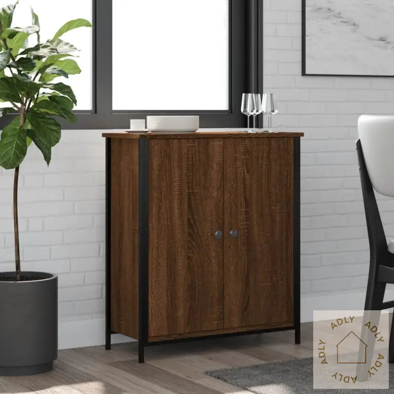 Skjenk Brun Eik 70X30X80 Cm Konstruert Tre