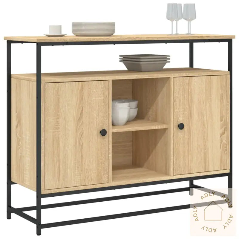 Skjenk Sonoma Eik 100X35X80 Cm Konstruert Tre