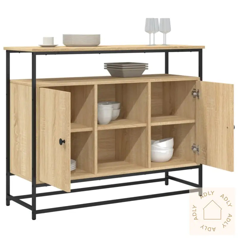 Skjenk Sonoma Eik 100X35X80 Cm Konstruert Tre