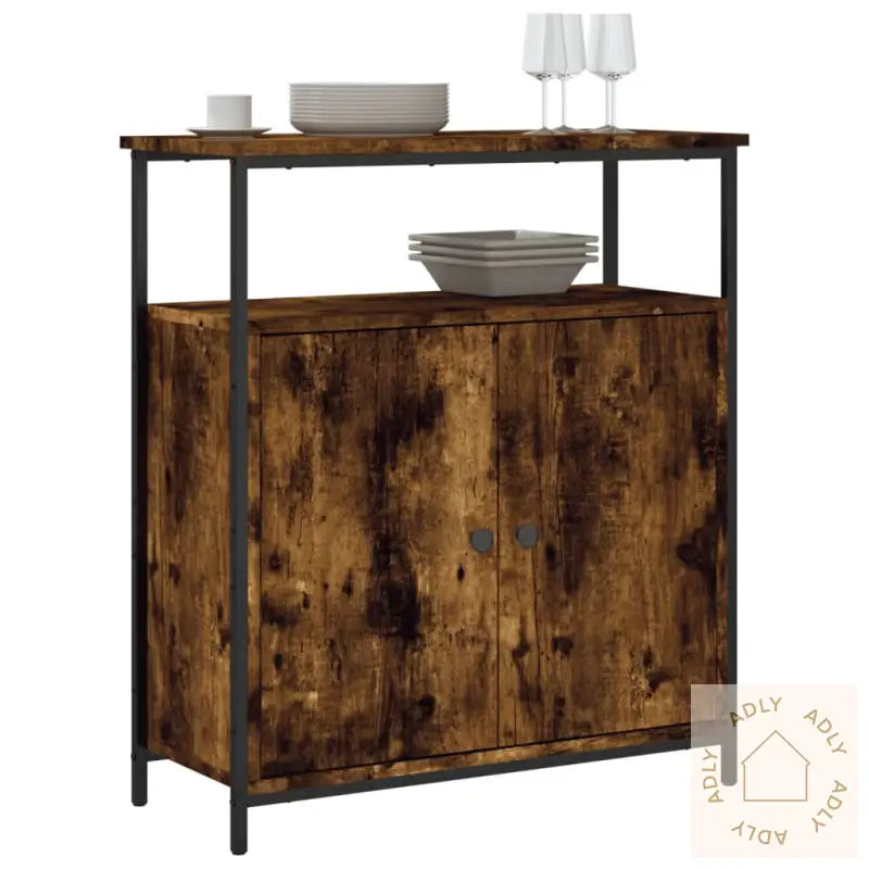 Skjenk Røkt Eik 70X30X80 Cm Konstruert Tre